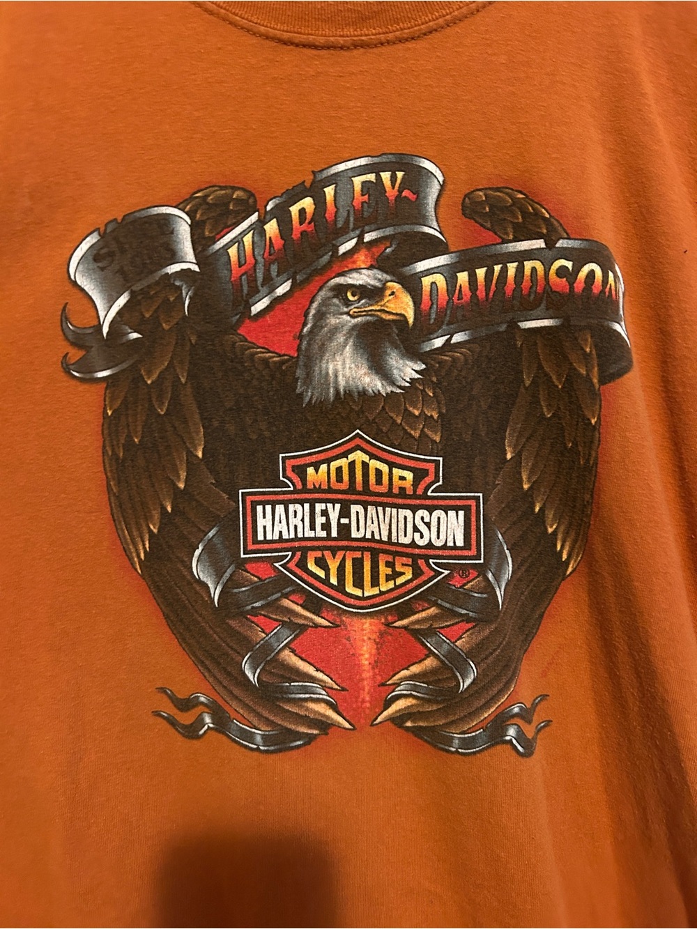 Harley-Davidson Orange Eagle Logo Short Sleeve Tee
